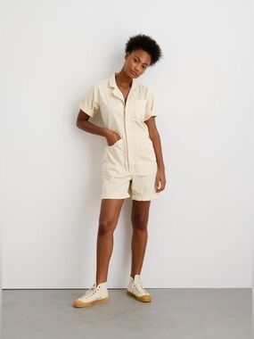 Alex Mill Shortall Shortalls Short Jumpsuit XS oat milk white ivory cream